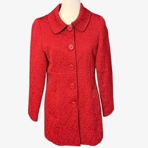 Vintage Jacquard Red Coat
